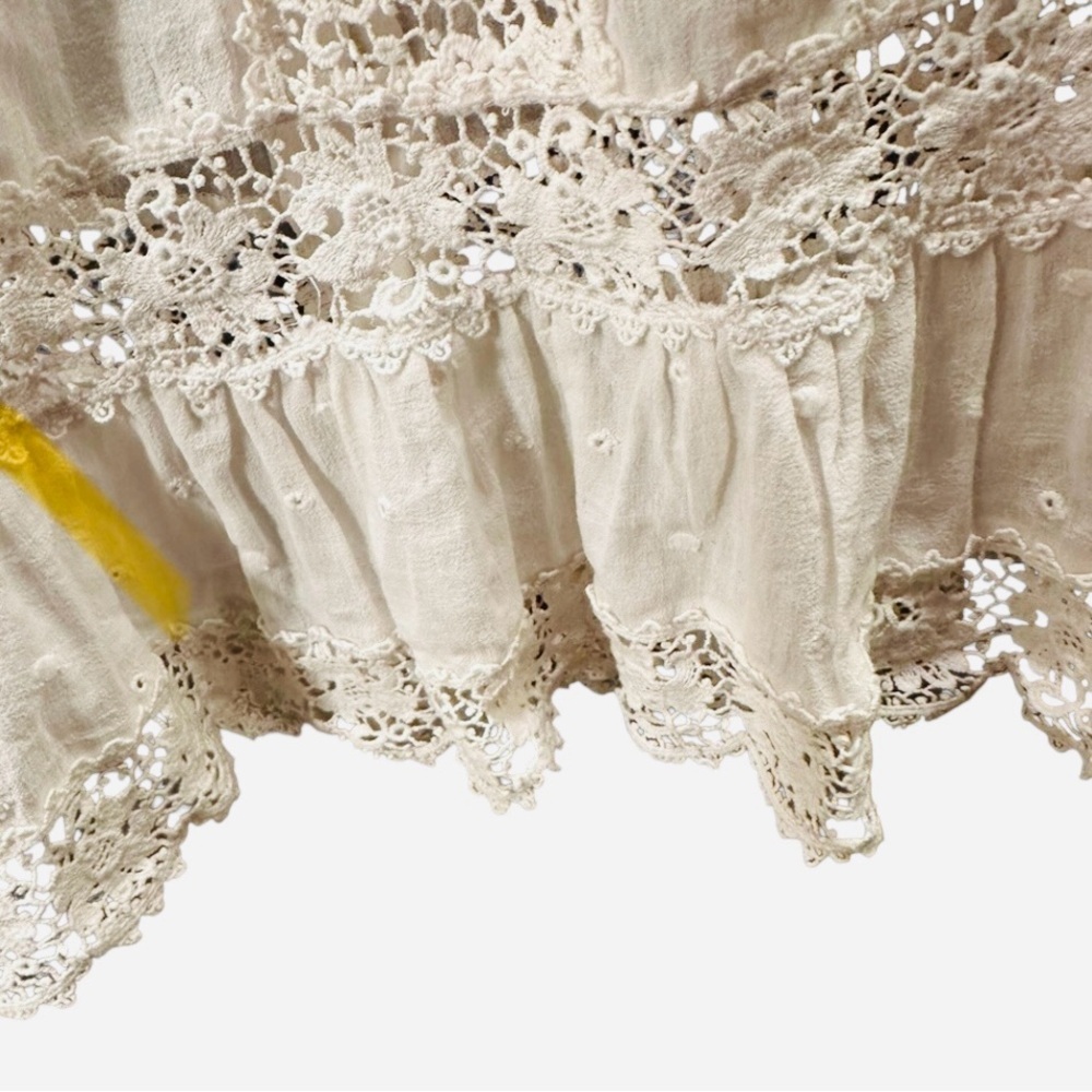 REBECCA TAYLOR CROCHET LACE EYELET PEPLUM TOP MOCK NECK COQUETTE GIRL size 4 - Picture 4 of 11